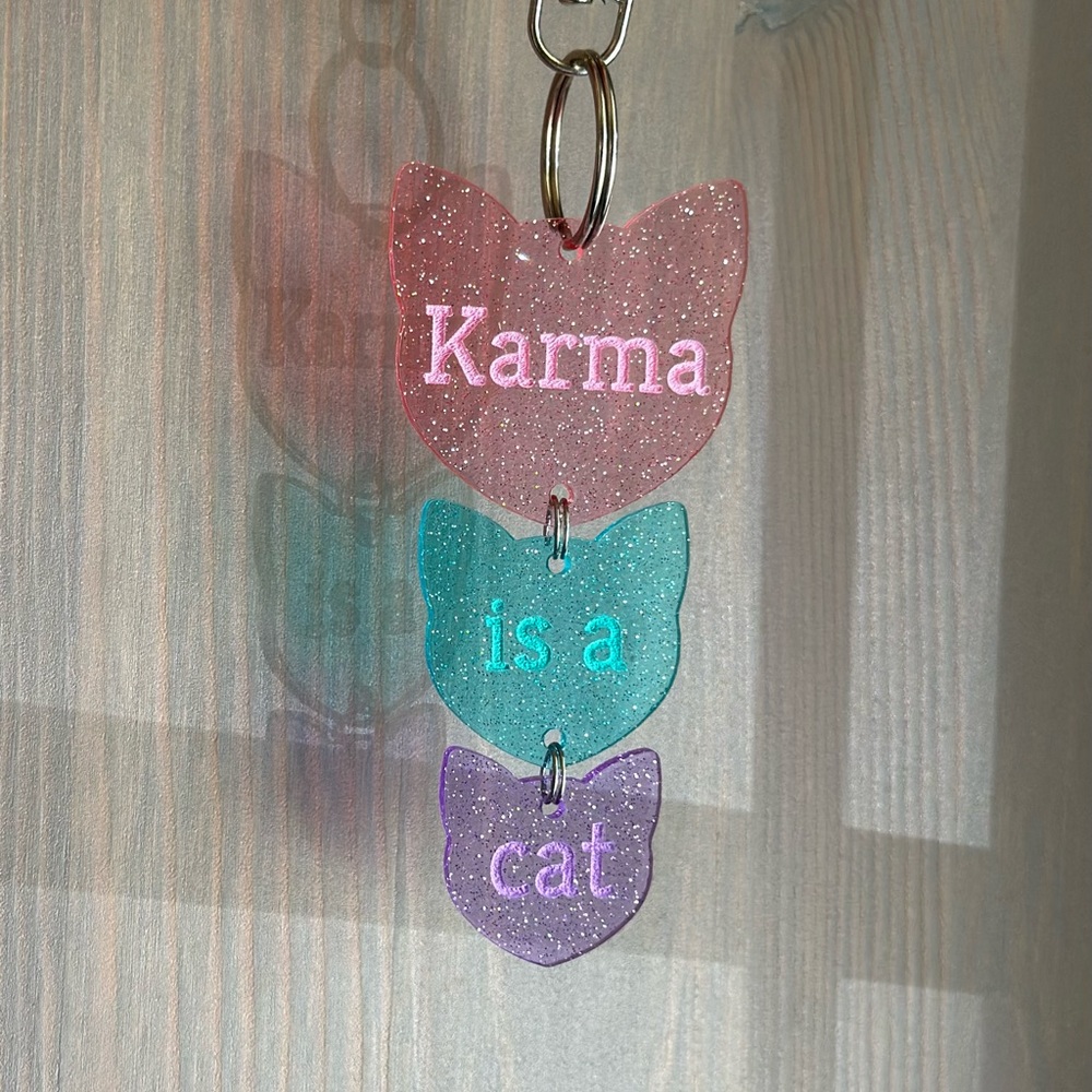 Taylor Swift Glitter Keychain, Karma is a Cat